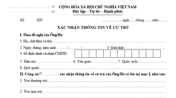Dịch vụ xác nhận thông tin cư trú tại Hồ Chí Minh